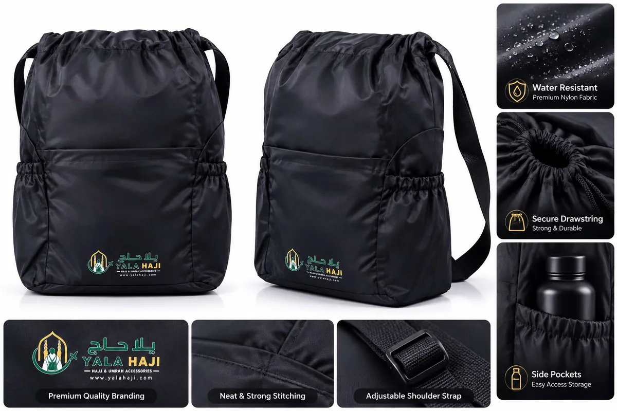 Premium Waterproof Drawstring Shoe Bag – Black
